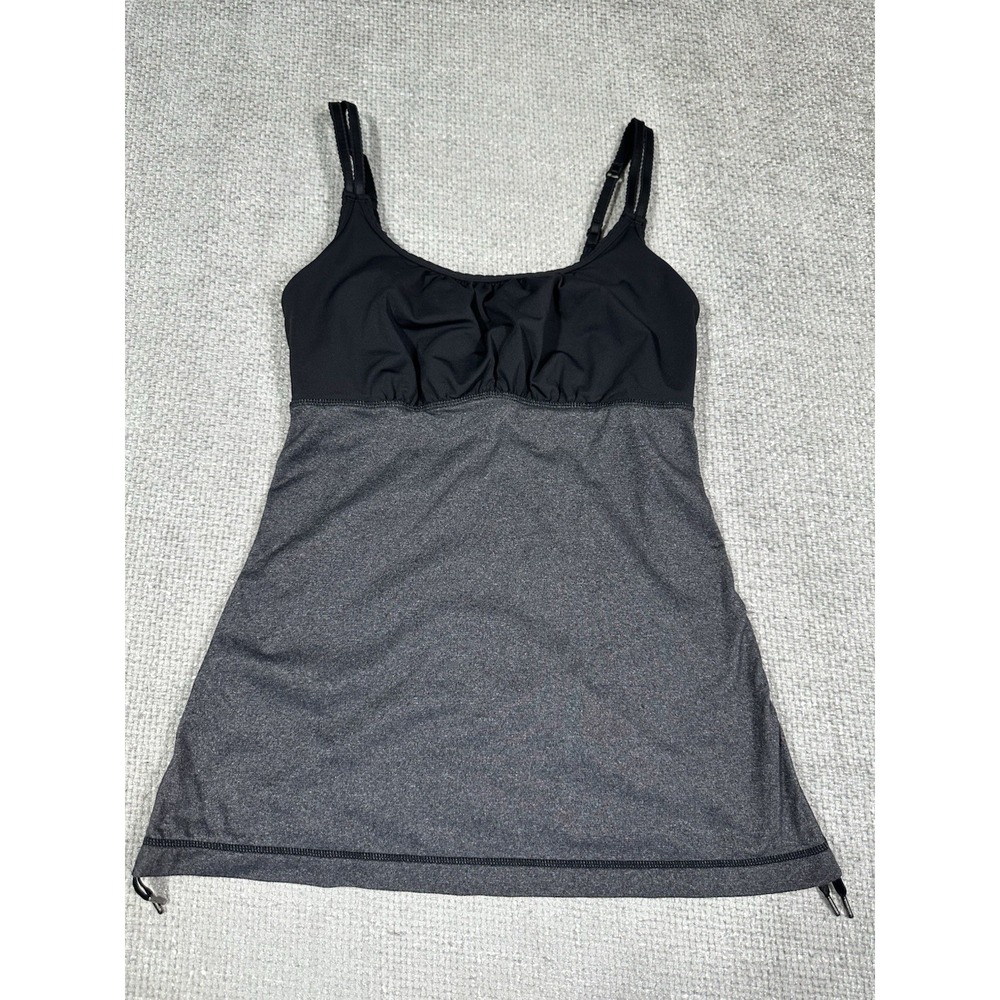 Lululemon Tank Top Womens 6 Gray Black Hot N Sweaty Built In Bra‎